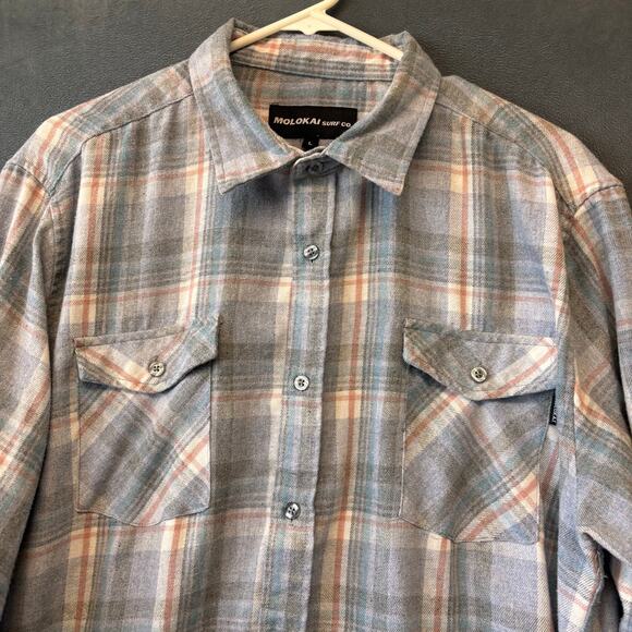 Molokai Surf Co Shirt Soft Button Plaid Outdoors Skater Comfy Casual Preppy - Picture 7 of 10
